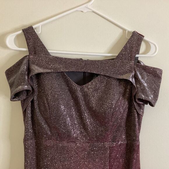 Nightway Glitter Tornazol Silver Fuchsia Gown Long Formal Dress Size 4 NYE - Picture 4 of 15